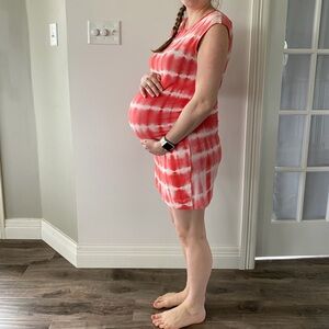 Maternity Red and White Dress